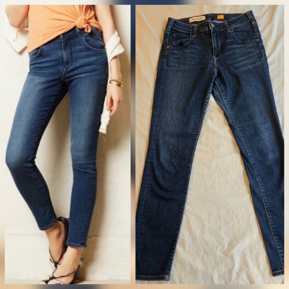 Pilcro & the Letterpress Anthropologie High Waist Skinny Superscript Jeans sz 28